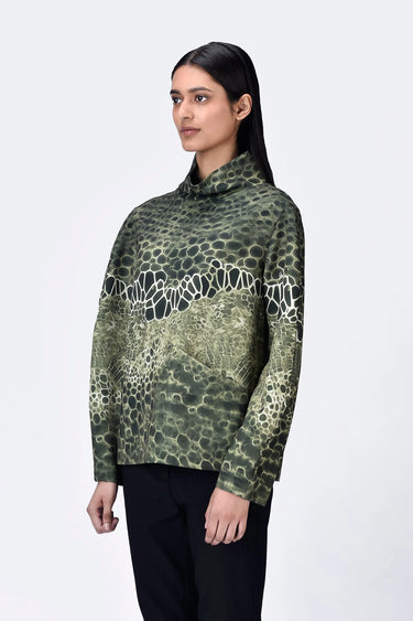 Relaxed Fit Sweatshirt with Seam Pockets & Microcell Print - Taupe - Genes Lecoanet Hemant