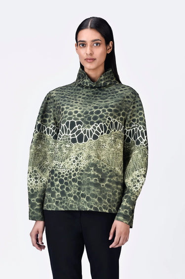 Relaxed Fit Sweatshirt with Seam Pockets & Microcell Print - Taupe - Genes Lecoanet Hemant