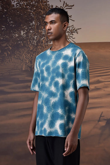 Retro Blue Abstract Graphic T-Shirt - Genes Online Store