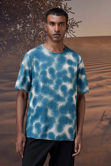 Retro Blue Abstract Graphic T-Shirt - Genes Online Store