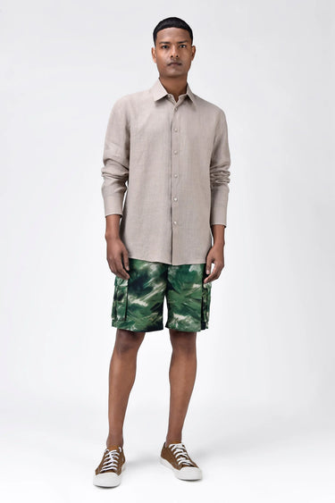 Sand Light Linen Regular Fit Button-Up Shirt - Genes Lecoanet Hemant