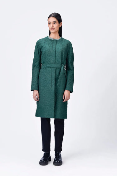 Semi-Fitted Trench Coat with Tie-Up Belt