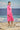 Barbie pink cotton poplin dress for women showing breathable crisp fabric texture