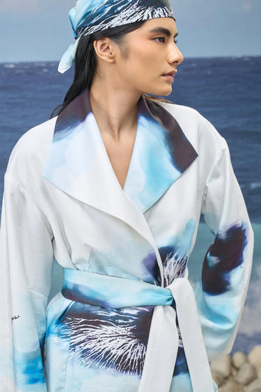 Premium viscose nylon jacket for women styled for resort wear