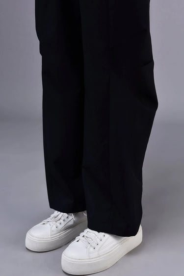 Side Pleat Relax Fit Trousers- Black - Genes Online Store