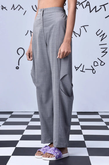 Side Pleat Relax Fit Trousers- Pearl Grey - Genes Online Store