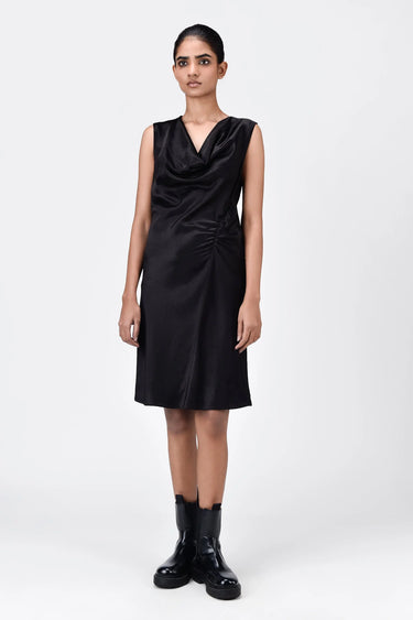 Sleek Heavy Satin Bias-Cut Dress-Salmon Pink - Genes Lecoanet Hemant