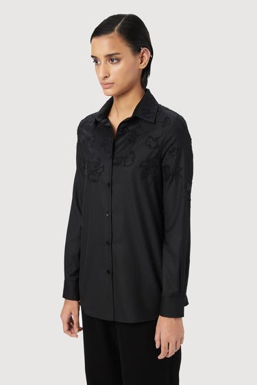 Slim Fit Button-Up Shirt with Delicate Beads Embroidery Placement - Genes Lecoanet Hemant