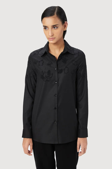 Slim Fit Button-Up Shirt with Delicate Beads Embroidery Placement - Genes Lecoanet Hemant