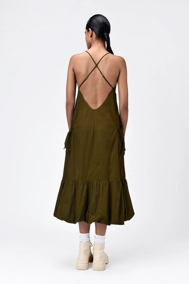 Slim Fit Dress with Strap Back-Khaki - Genes Lecoanet Hemant