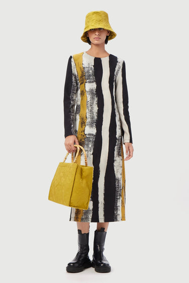 Slim Fit Raised Neck Dress with Artful Dart Placements - Genes Lecoanet Hemant