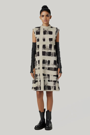 Slim Fit Sleeveless Dress with Eye-catching Large Checks Print - Genes Lecoanet Hemant