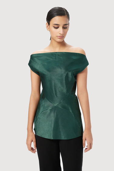 Slim Fit Sleeveless Top in Bias with Artful Cut-and-Sew Detail - Genes Lecoanet Hemant