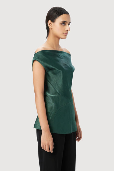 Slim Fit Sleeveless Top in Bias with Artful Cut-and-Sew Detail - Genes Lecoanet Hemant