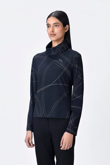 Slim Fit Turtle Neck T-Shirt with Dotted Aurora Print - Genes Lecoanet Hemant