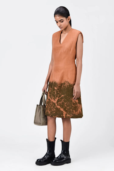 Slim Fit V-Neck Sleeveless Dress with Canopy Print - Genes Lecoanet Hemant