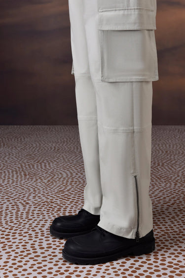 Soft Fern Green Cotton Twill Cargo Trousers - Genes Online Store