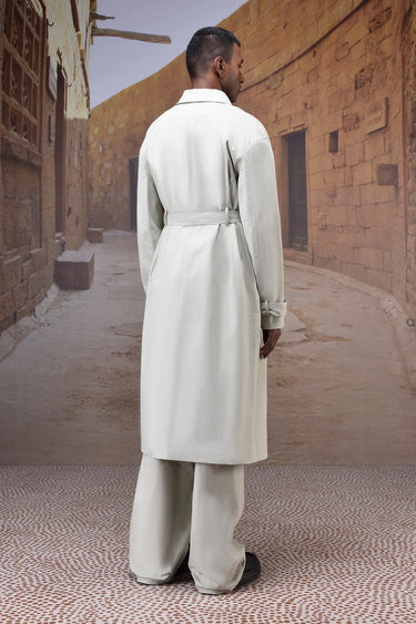 Soft Fern Green Cotton Twill Trench Coat - Genes Online Store