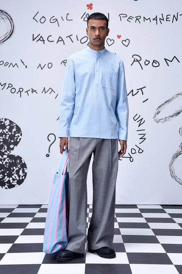 Solid Regular Fit Shirt-Light Blue - Genes Online Store