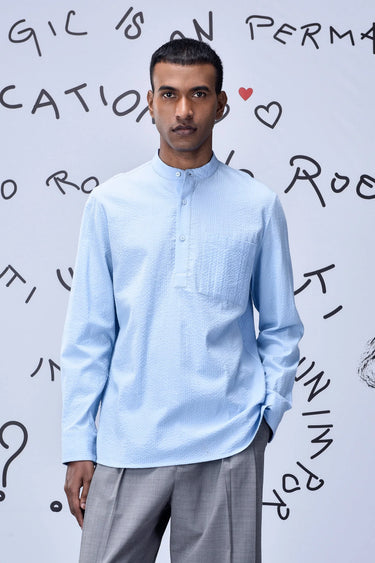 Solid Regular Fit Shirt-Light Blue - Genes Online Store