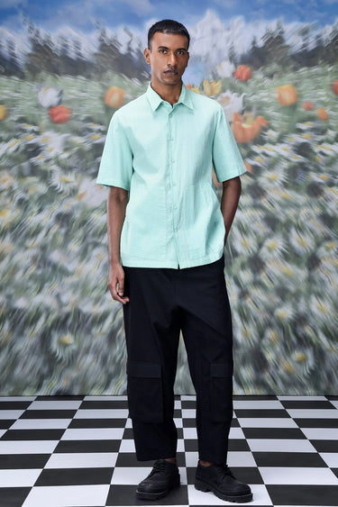 Solid Regular Fit Shirt- Nile Green - Genes Online Store