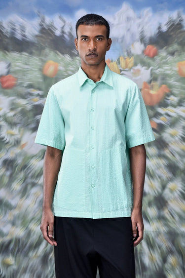 Solid Regular Fit Shirt- Nile Green - Genes Online Store