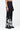 Straight Fit Linen Herringbone Trousers with Tropical Print Black