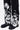Straight Fit Linen Herringbone Trousers with Tropical Print Black