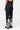 Straight Fit Linen Herringbone Trousers with Tropical Print Black