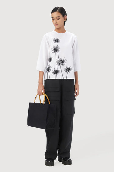 Straight Fit Round Neck Top with Beads Embroidery - Genes Lecoanet Hemant