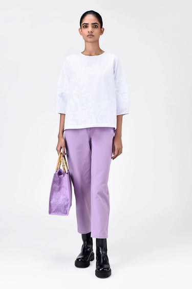 Straight Fit Top with Tropical Appliqué - Genes Lecoanet Hemant
