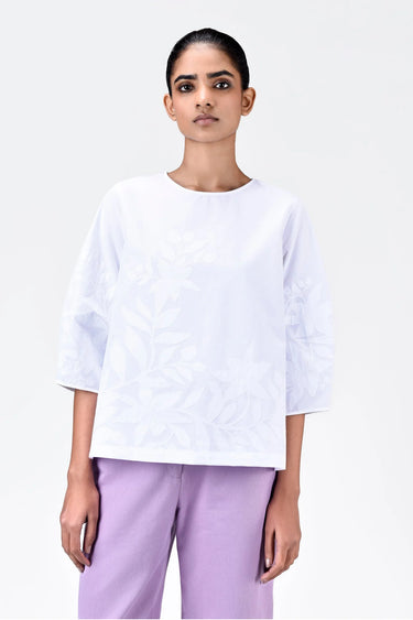 Straight Fit Top with Tropical Appliqué - Genes Lecoanet Hemant