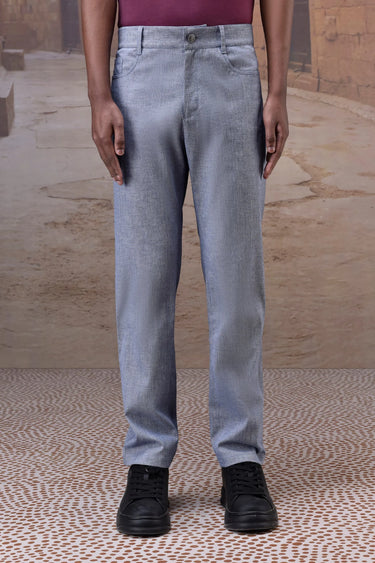 Structured Grey Straight-Leg Trouser - Genes Online Store