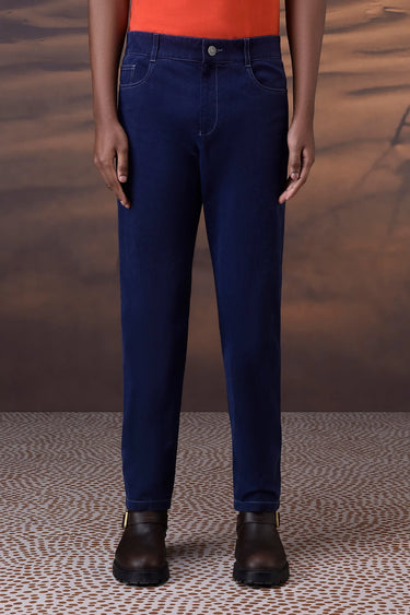 Structured Navy Straight-Leg Trouser - Genes Online Store