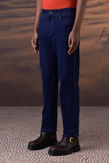 Structured Navy Straight-Leg Trouser - Genes Online Store