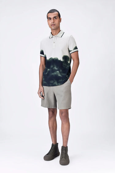 Taupe-Green UV Abstract Polo - Genes Lecoanet Hemant