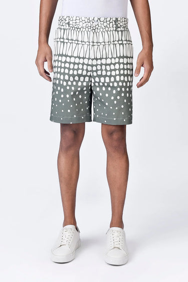 Taupe Regular Fit Shorts with Cell Degrade Print - Genes Lecoanet Hemant
