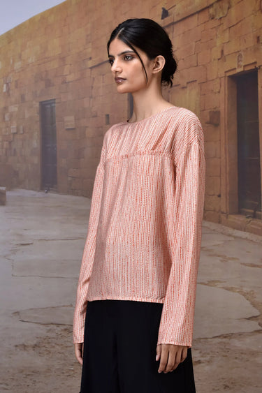 Coquelicot top women India with gathered yoke and soft drape, modern style