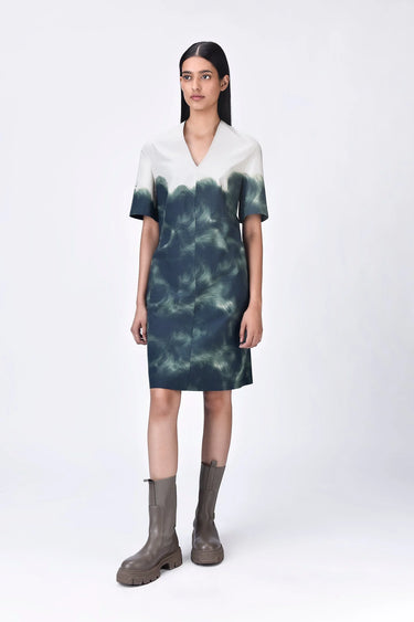 UV Abstract Cotton Print Dress- Taupe