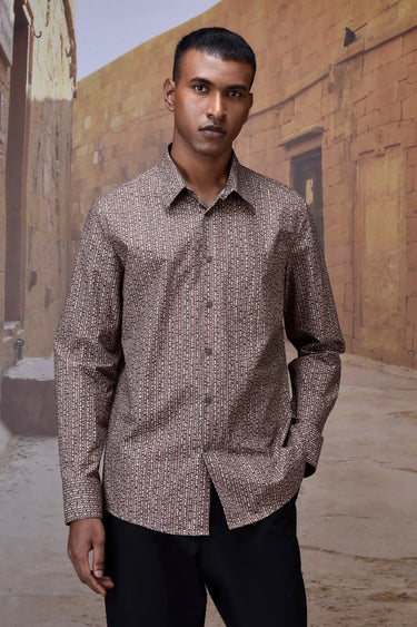 Warm Beige Abstract Dot Shirt - Genes Online Store