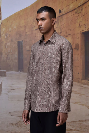 Warm Beige Abstract Dot Shirt - Genes Online Store
