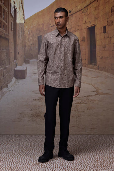 Warm Beige Abstract Dot Shirt - Genes Online Store