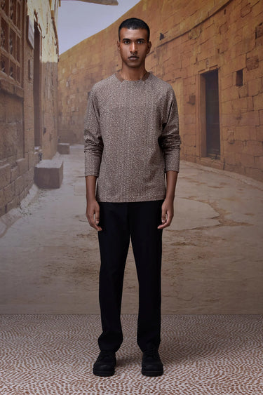Warm Beige Micro Pattern T-Shirt - Genes Online Store