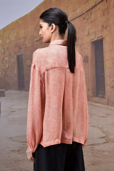 Warm Beige Printed Relaxed Shirt - Genes Online Store