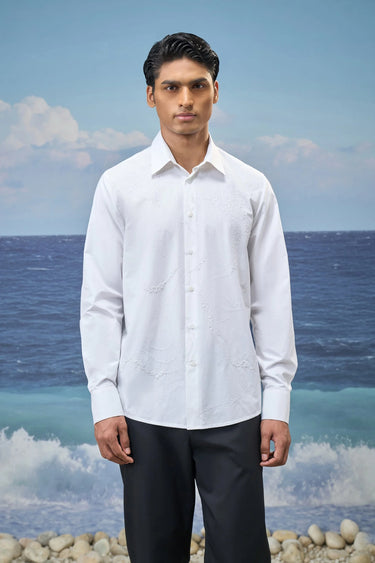 White Premium Cotton Poplin Embroidered Shirt