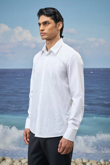 White Premium Cotton Poplin Embroidered Shirt