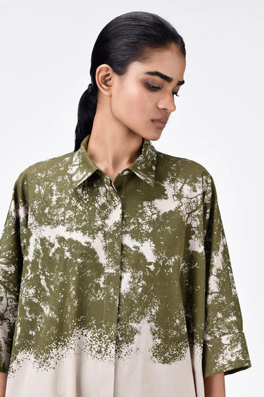Women's Canopy Print Oversized Cotton Shirt Dress Sand - Genes Lecoanet Hemant