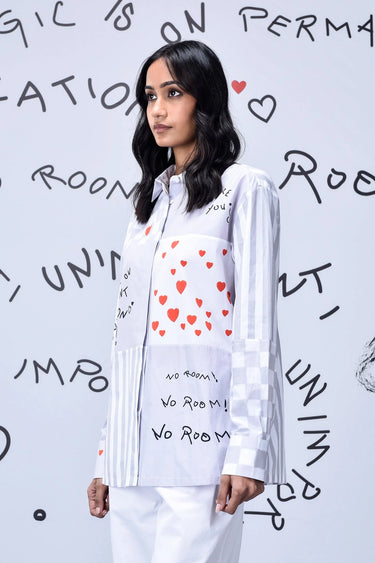 Women's Chess Board Relaxed Fit Shirt- Pearl Grey - Genes Online Store