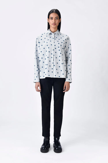 Women's Classic Taupe Stripe Shirt - Genes Lecoanet Hemant