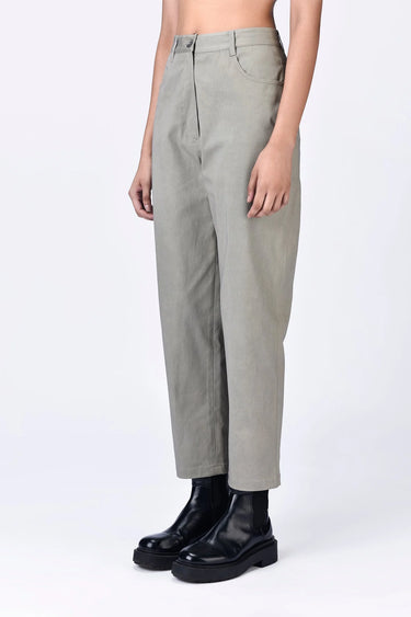Women's Cotton Heavy Twill Trousers -Taupe - Genes Lecoanet Hemant